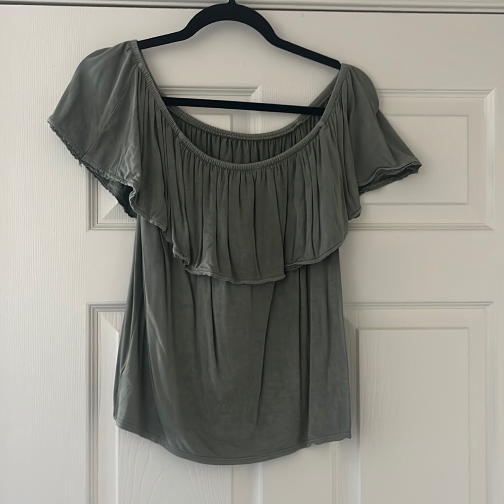 Olive green off the shoulder top
